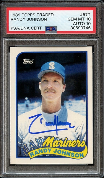 1989 TOPPS TRADED 57T SIGNED RANDY JOHNSON PSA GEM MT 10 PSA/DNA AUTO 10