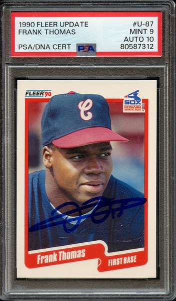 1990 FLEER UPDATE U87 SIGNED FRANK THOMAS PSA MINT 9 PSA/DNA AUTO 10