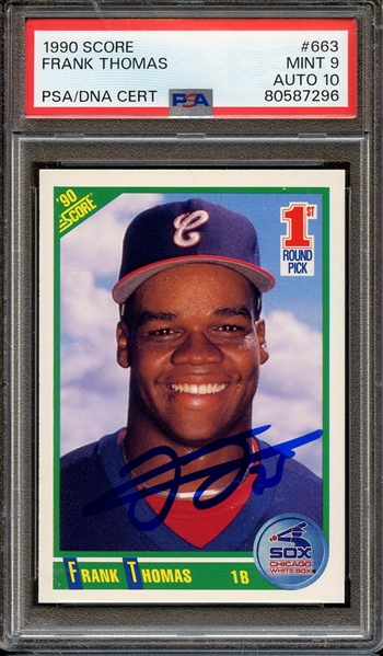 1990 SCORE 663 SIGNED FRANK THOMAS PSA MINT 9 PSA/DNA AUTO 10