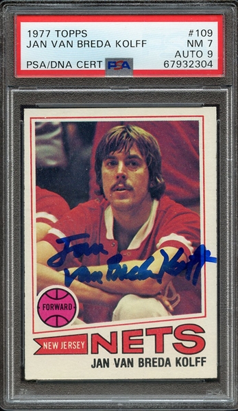 1977 TOPPS 109 SIGNED JAN VAN BREDA KOLFF PSA NM 7 PSA/DNA AUTO 9