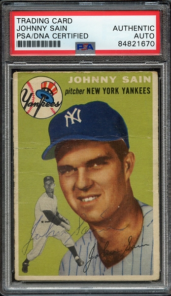 1954 TOPPS 205 SIGNED JOHNNY SAIN PSA/DNA AUTO AUTHENTIC