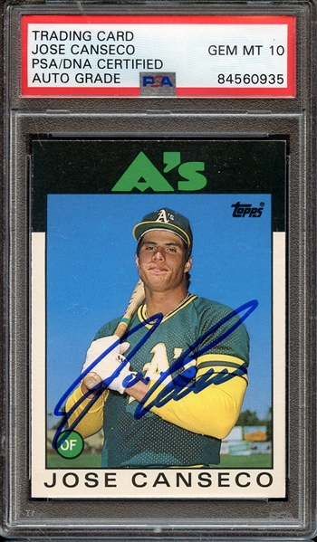 1986 TOPPS TRADED 50T SIGNED JOSE CANSECO PSA/DNA AUTO 10