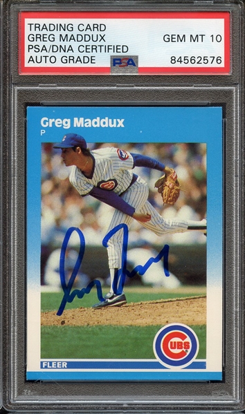 1987 FLEER UPDATE U68 SIGNED GREG MADDUX PSA/DNA AUTO 10