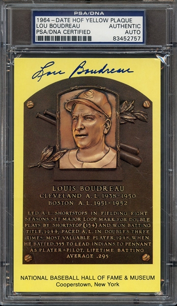 LOU BOUDREAU SIGNED HOF POSTCARD PSA/DNA AUTO AUTHENTIC