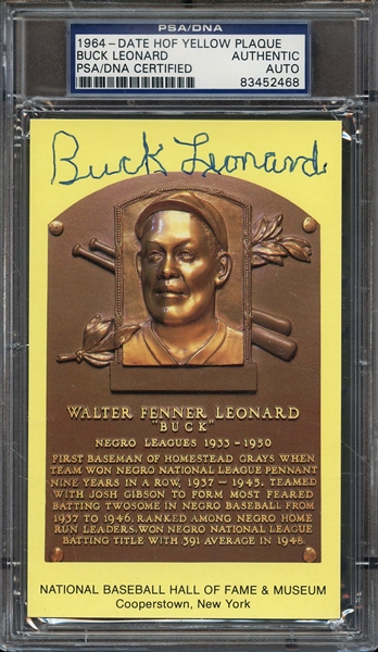 BUCK LEONARD SIGNED HOF POSTCARD PSA/DNA AUTO AUTHENTIC