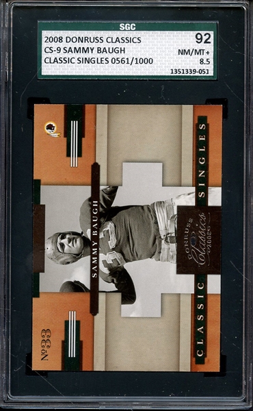 Lot Detail - 2008 Donruss Classics Signles 0561 1000 Sammy Baugh Sgc Nm 