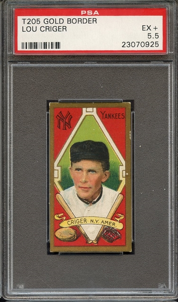 1911 T205 GOLD BORDER LOU CRIGER PSA EX+ 5.5