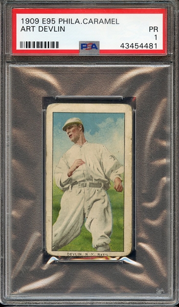 1909 E95 PHILADELPHIA CARAMEL ART DEVLIN PSA PR 1