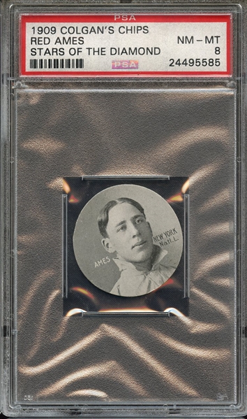 1909 COLGAN'S CHIPS STARS OF THE DIAMOND RED AMES STARS OF THE DIAMOND PSA NM-MT 8