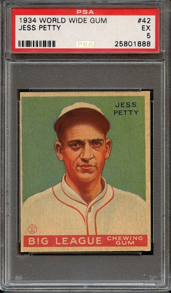 1934 WORLD WIDE GUM 42 JESS PETTY PSA EX 5