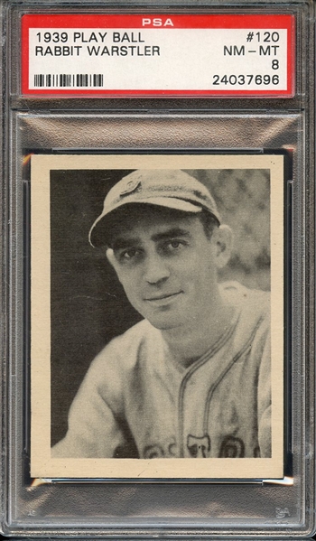 1939 PLAY BALL 120 RABBIT WARSTLER PSA NM-MT 8