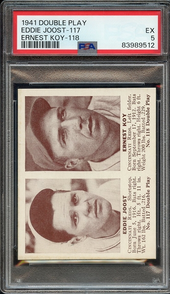 1941 DOUBLE PLAY EDDIE JOOST-117 ERNEST KOY-118 PSA EX 5