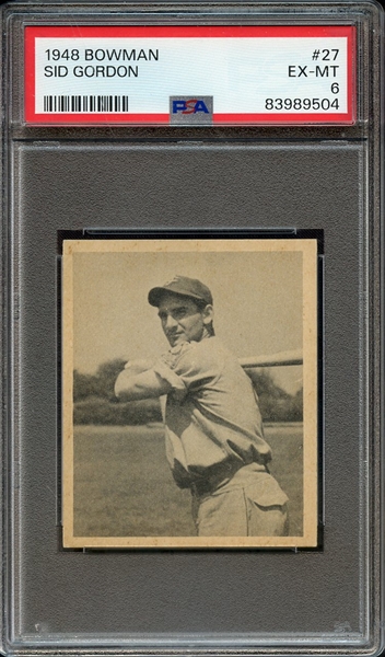 1948 BOWMAN 27 SID GORDON PSA EX-MT 6