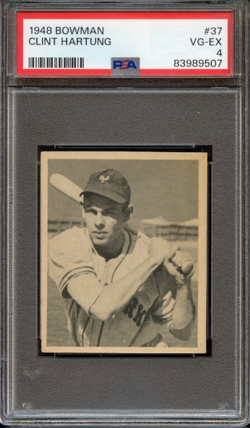 1948 BOWMAN 37 CLINT HARTUNG PSA VG-EX 4