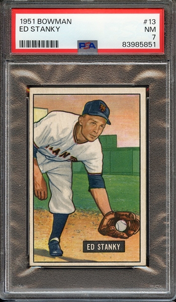 1951 BOWMAN 13 ED STANKY PSA NM 7