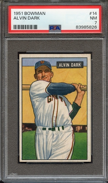 1951 BOWMAN 14 ALVIN DARK PSA NM 7