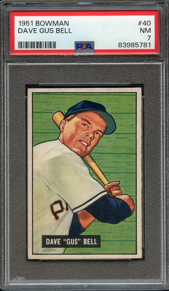 1951 BOWMAN 40 DAVE GUS BELL PSA NM 7