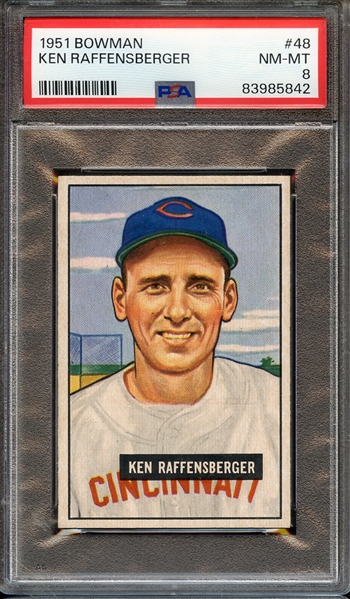 1951 BOWMAN 48 KEN RAFFENSBERGER PSA NM-MT 8