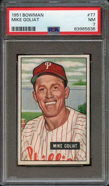 1951 BOWMAN 77 MIKE GOLIAT PSA NM 7