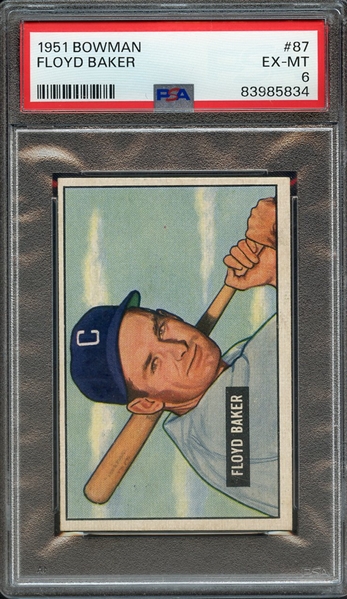 1951 BOWMAN 87 FLOYD BAKER PSA EX-MT 6