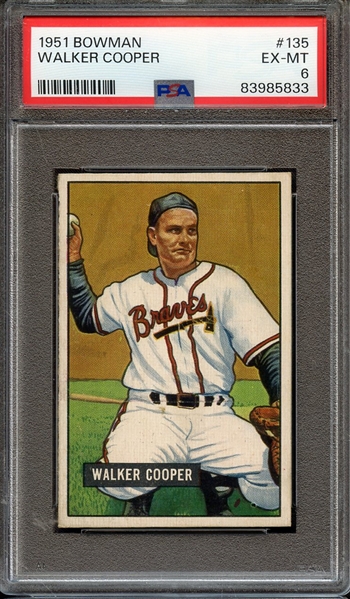 1951 BOWMAN 135 WALKER COOPER PSA EX-MT 6