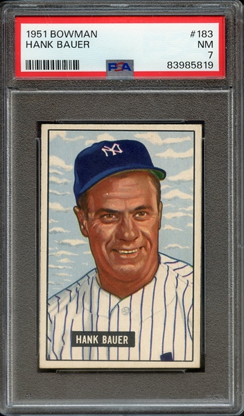 1951 BOWMAN 183 HANK BAUER PSA NM 7