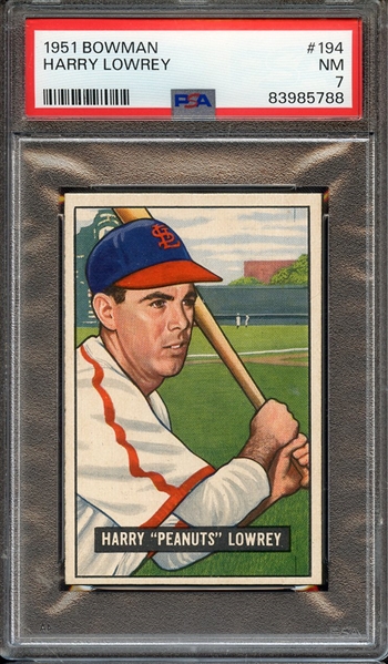 1951 BOWMAN 194 HARRY LOWREY PSA NM 7