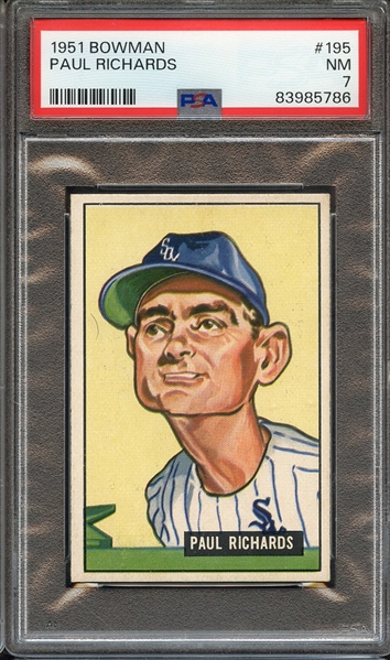 1951 BOWMAN 195 PAUL RICHARDS PSA NM 7