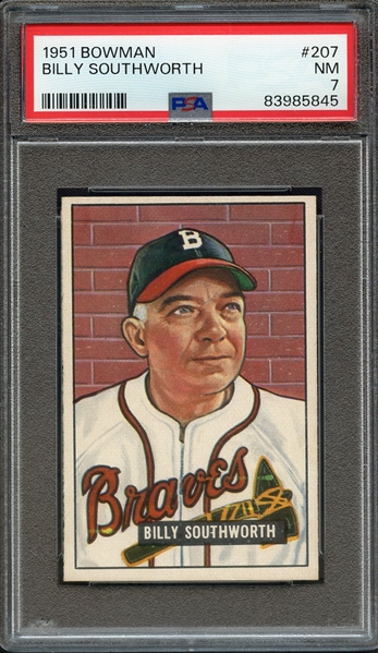 1951 BOWMAN 207 BILLY SOUTHWORTH PSA NM 7