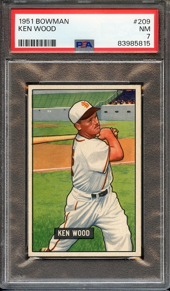 1951 BOWMAN 209 KEN WOOD PSA NM 7