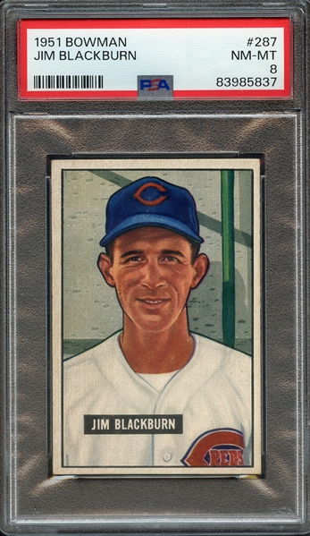 1951 BOWMAN 287 JIM BLACKBURN PSA NM-MT 8