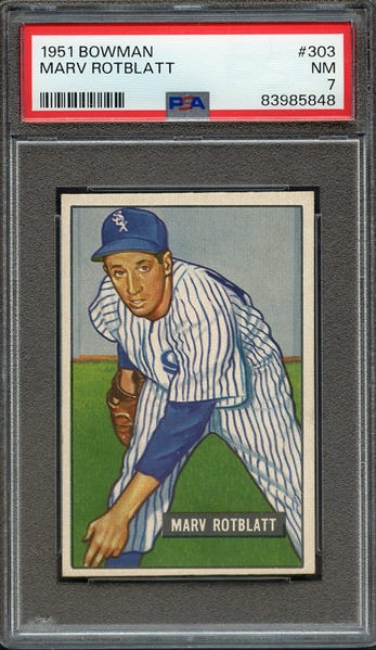 1951 BOWMAN 303 MARV ROTBLATT PSA NM 7