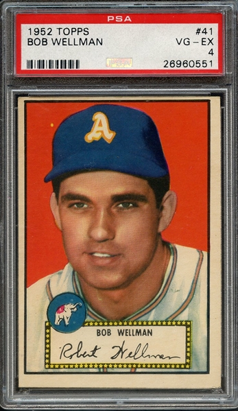 1952 TOPPS 41 BOB WELLMAN PSA VG-EX 4