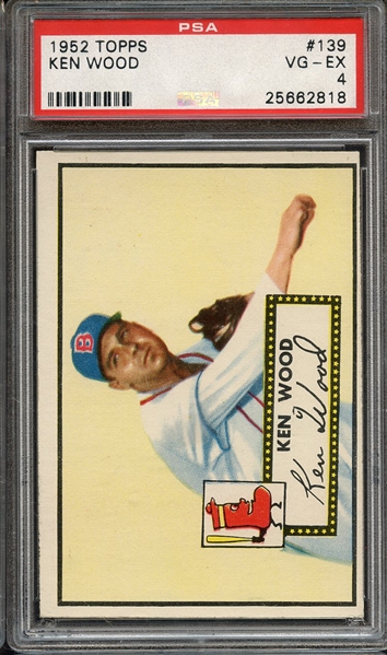 1952 TOPPS 139 KEN WOOD PSA VG-EX 4