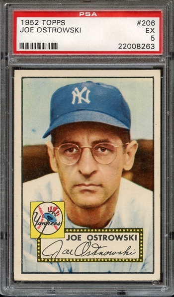 1952 TOPPS 206 JOE OSTROWSKI PSA EX 5