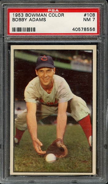 1953 BOWMAN COLOR 108 BOBBY ADAMS PSA NM 7