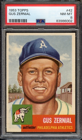 1953 TOPPS 42 GUS ZERNIAL PSA NM-MT 8