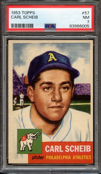 1953 TOPPS 57 CARL SCHEIB PSA NM 7