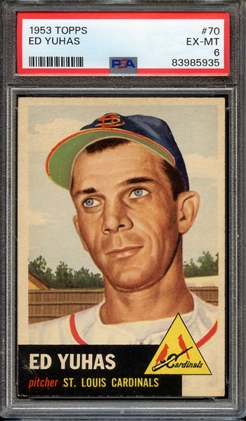 1953 TOPPS 70 ED YUHAS PSA EX-MT 6