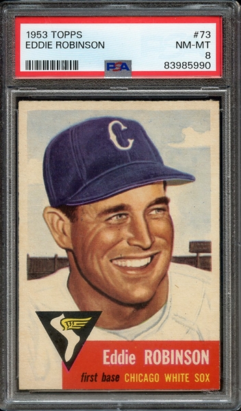 1953 TOPPS 73 EDDIE ROBINSON PSA NM-MT 8