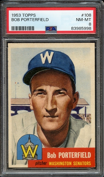 1953 TOPPS 108 BOB PORTERFIELD PSA NM-MT 8