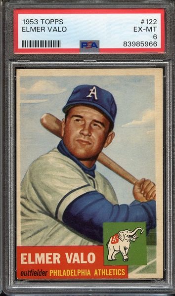 1953 TOPPS 122 ELMER VALO PSA EX-MT 6