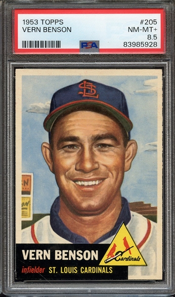 1953 TOPPS 205 VERN BENSON PSA NM-MT+ 8.5