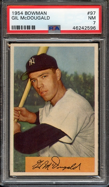 1954 BOWMAN 97 GIL McDOUGALD PSA NM 7