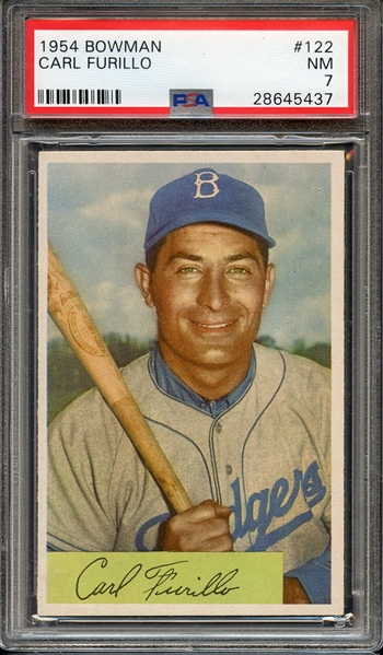 1954 BOWMAN 122 CARL FURILLO PSA NM 7