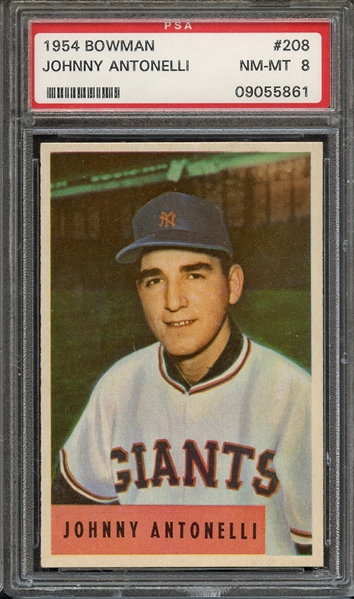 1954 BOWMAN 208 JOHNNY ANTONELLI PSA NM-MT 8