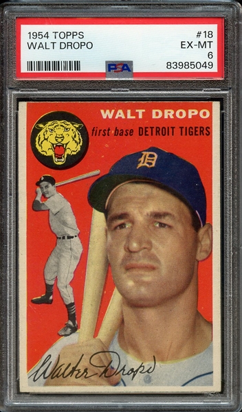 1954 TOPPS 18 WALT DROPO PSA EX-MT 6