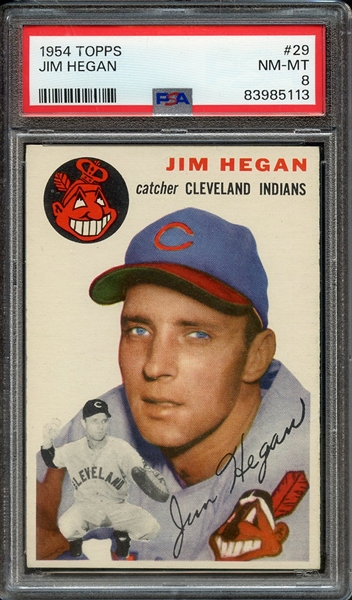 1954 TOPPS 29 JIM HEGAN PSA NM-MT 8