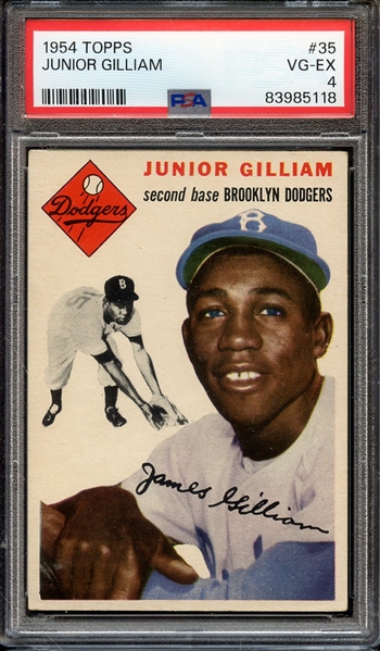 1954 TOPPS 35 JUNIOR GILLIAM PSA VG-EX 4