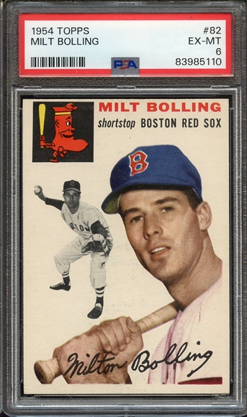 1954 TOPPS 82 MILT BOLLING PSA EX-MT 6